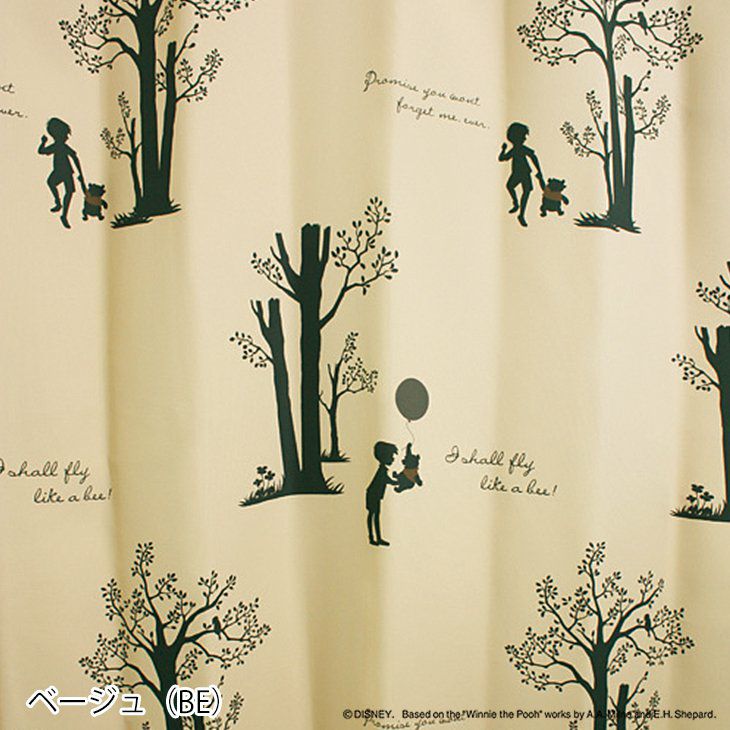 遮光 カーテン POOH/Shiny park プー シャイニーパーク （幅100×丈178cm）1枚入 ベージュ