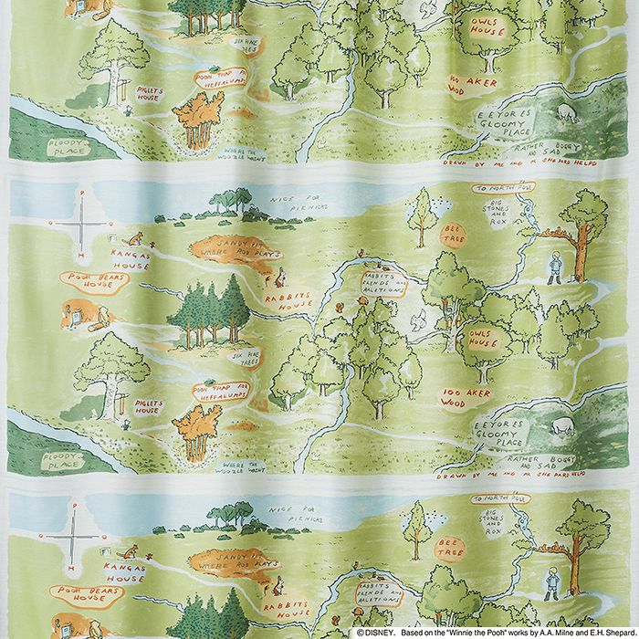 レースカーテン POOH/100エーカーの森 （幅100×丈133cm）1枚入 ミックス