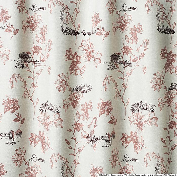 1級 遮光 カーテン POOH/Scene シーン （幅100×丈200cm）1枚入 ピンク