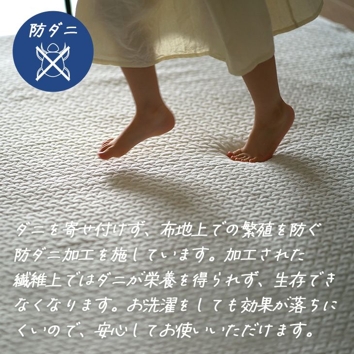 洗える 防音 ふかふか下敷き専用ラグ ふかぴた＜単品＞ （115×170cm 1.5畳用） 防ダニ