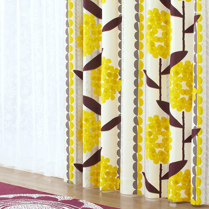 北欧 遮光カーテン ケイランサス （幅100cm×丈178cm 1枚入） イエローイメージ