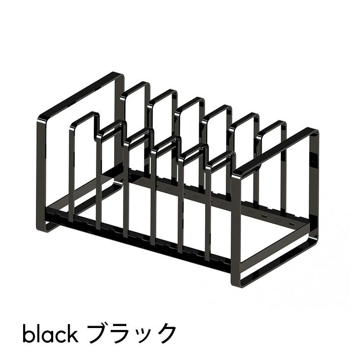 キッチンラック フライパン＆鍋蓋スタンド シンク下 タワー（ブラック）