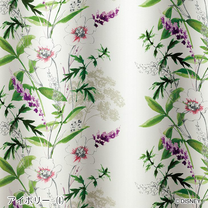 遮光 カーテン MICKEY/ミッキー ワイルドフラワー（幅100×丈135cm）1枚入 アイボリー