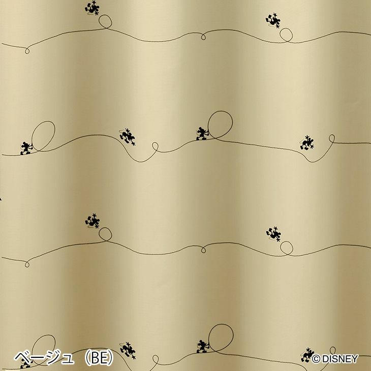 遮光 カーテン MICKEY/ミッキー ライン（幅100×丈200cm）1枚入 ベージュ