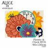 ALICE/アリス フラワー＆クロックラグ DRA-405A（90×130cm）ディズニー不思議の国のアリス