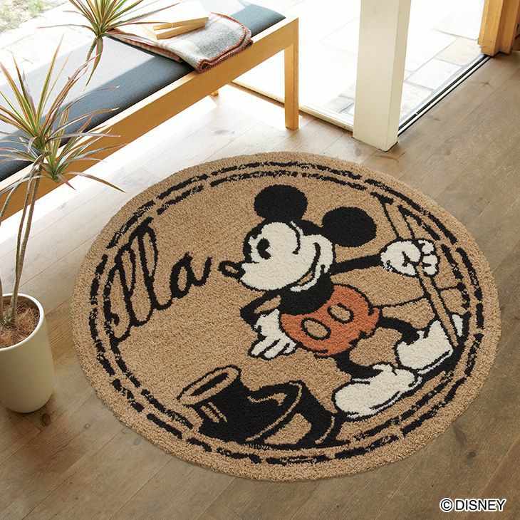 MICKEY/ミッキー スタンプラグ DRM-4057（90×90cm）円形 玄関に敷くイメージ