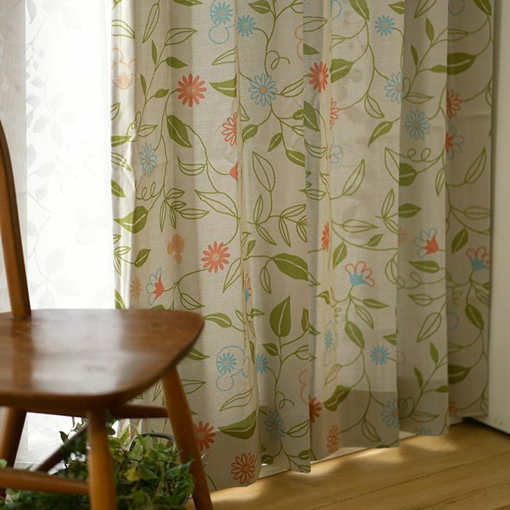 北欧 4枚セット カーテン MICKEY/ミッキー ボタニカルガーデン(全サイズ均一価格) リビング