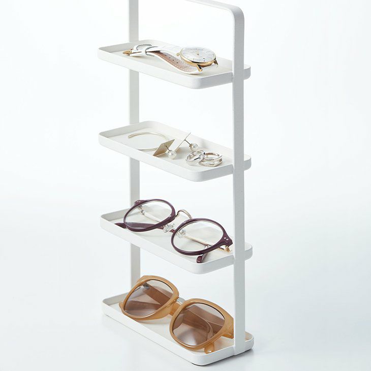tower タワー アクセサリースタンド メガネ＆アクセサリートレー 4段(ホワイト) イメージ03
