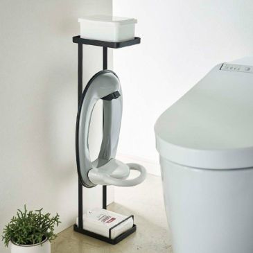 tower タワー 補助便座スタンド トイレットペーパースタンド(ブラック) メイン