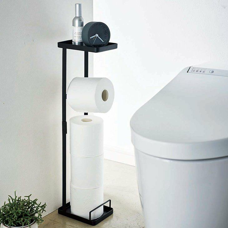 Tower タワー 補助便座スタンド トイレットペーパースタンド ブラック クーカンネットショップ