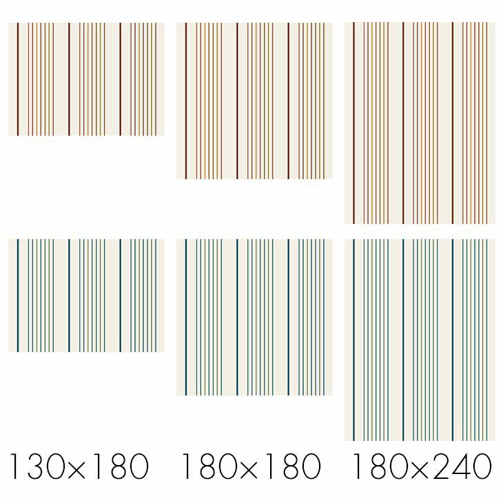 洗える 綿混ラグ コットンリーネ (180×240cm) ストライプのシンプルデザイン