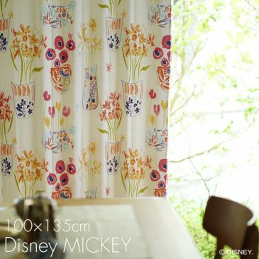 遮光 カーテン MICKEY/ミッキー フラワーベースミッキーウィズミニー (幅100×丈135cm) メインイメージ