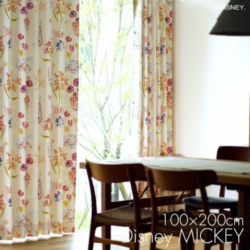 遮光 カーテン MICKEY/ミッキー フラワーベースミッキーウィズミニー (幅100×丈200cm) メインイメージ