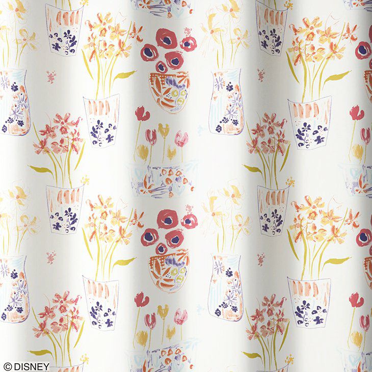 遮光 カーテン MICKEY/ミッキー フラワーベースミッキーウィズミニー (幅100×丈200cm) カラー