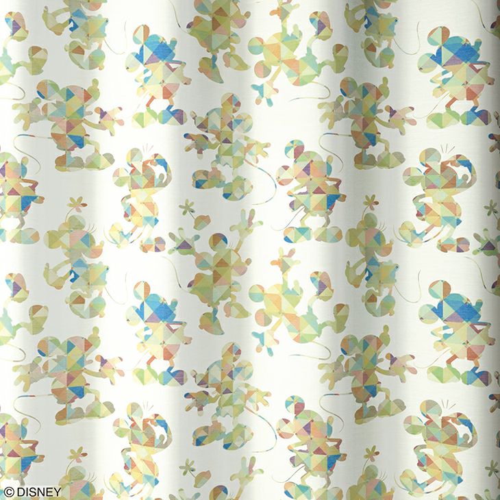 レース カーテン MICKEY/ミッキー チェックシルエット (幅100×丈133cm) カラー