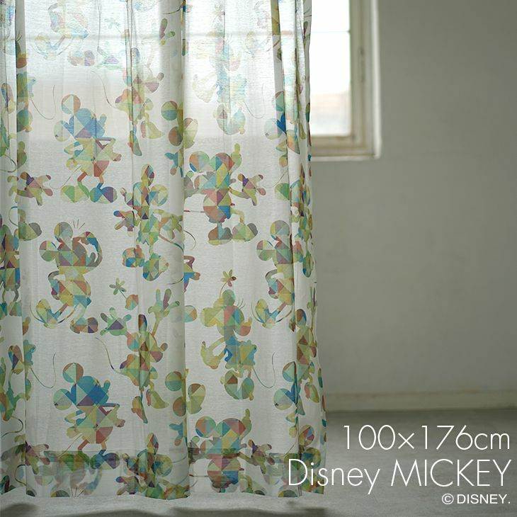 レース カーテン MICKEY/ミッキー チェックシルエット (幅100×丈176cm) メインイメージ