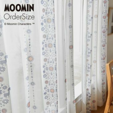 カーテン レース Moomin Folk Line フォークライン 幅100 丈198cm 1枚入 Cucan ネットショップ