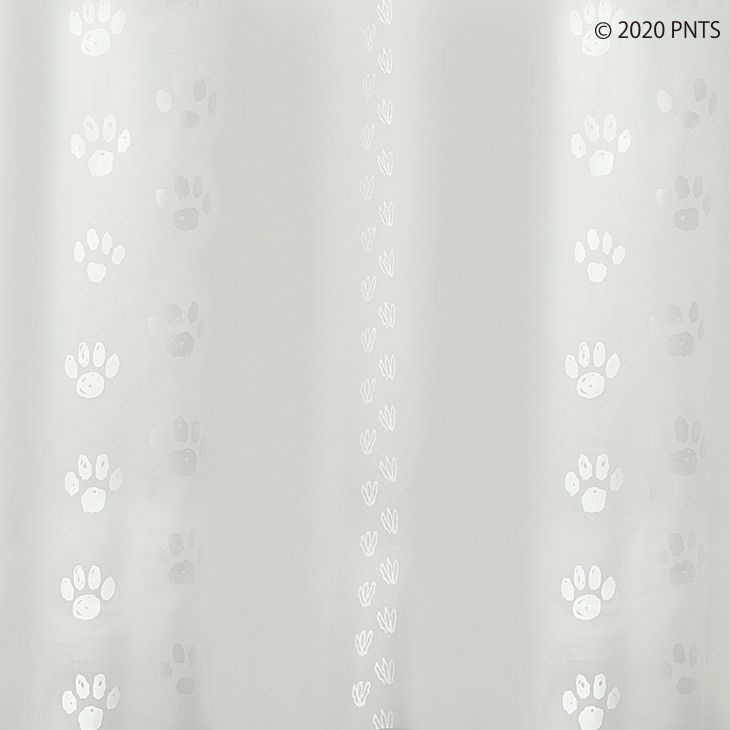 レースカーテンPEANUTS/ピーナッツフットプリントボイル（アップ）