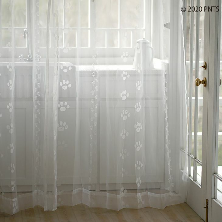 レースカーテンPEANUTS/ピーナッツフットプリントボイル（施工01）