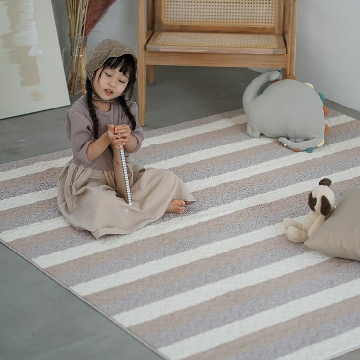 洗えるラグ コントラストストライプラグ (130×185cm) | cucan ネット