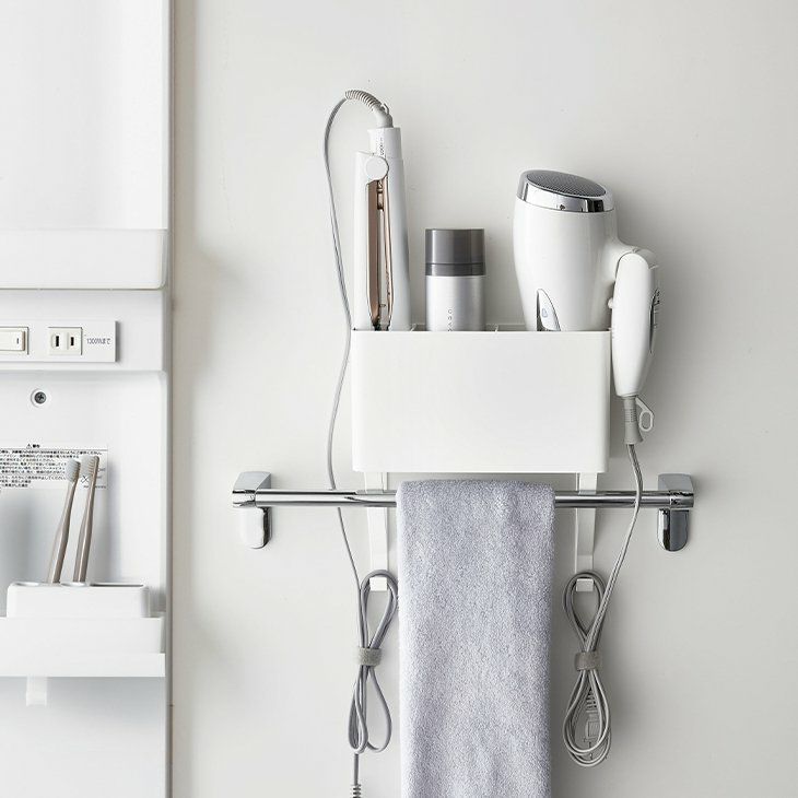 towerタワータオル掛け上ドライヤー&ヘアーアイロンホルダーホワイト(イメージ02)