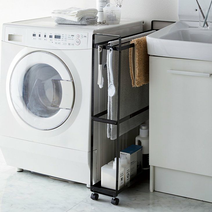 towerタワー収納付きバスタオルハンガーブラック(メインイメージ)