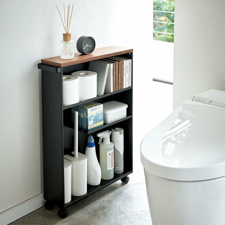 towerタワーハンドル付きSトイレラックブラック(メインイメージ)