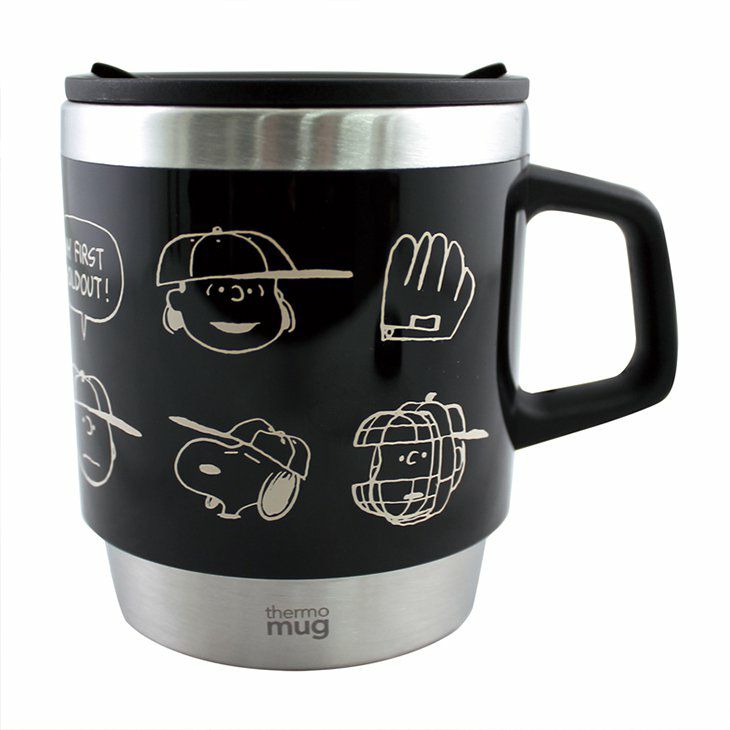 PEANUTSピーナッツふた付きマグカップ300mlベースボールブラック(イメージ05)