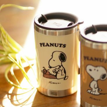 PEANUTSピーナッツふた付きスリムマグカップ300mlアイボリー(メインイメージ)