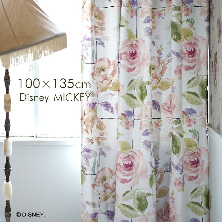 遮光 カーテン MICKEY/Rose grid ローズグリッド (幅100×丈135cm) 1枚