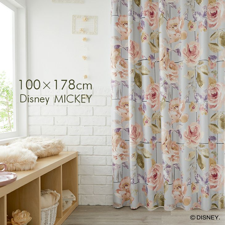 遮光 カーテン MICKEY/Rose grid ローズグリッド (幅100×丈178cm) 1枚入 | クーカンネットショップ