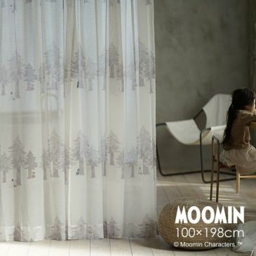 レースカーテンMOOMIN/ムーミンプートボーダーボイル幅100×丈198cm（イメージ）