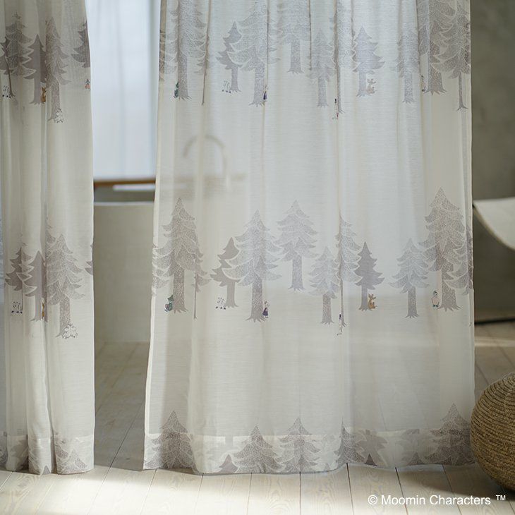 レースカーテンMOOMIN/ムーミンプートボーダーボイル幅100×丈198cm（イメージ）