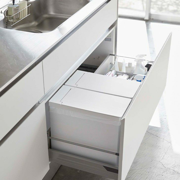 towerタワーシンク下蓋付きゴミ箱2個組(ホワイト)（メイン）