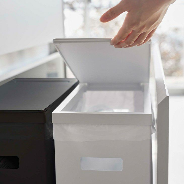 towerタワーシンク下蓋付きゴミ箱2個組(ホワイト＆ブラック)（イメージ01）