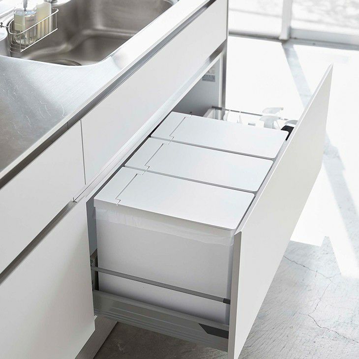 towerタワーシンク下蓋付きゴミ箱3個組(ホワイト)（メイン）