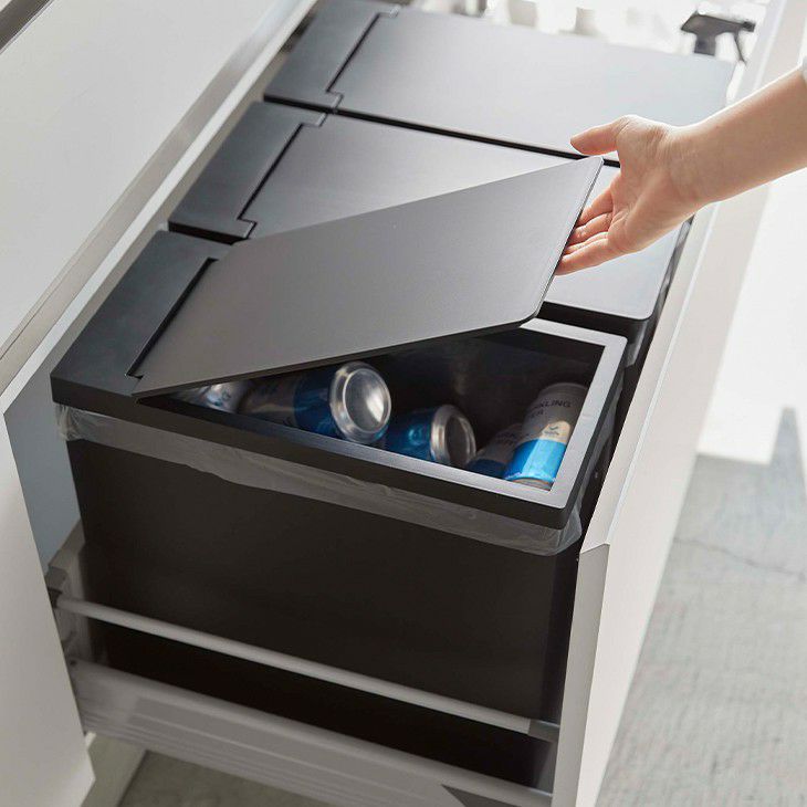 towerタワーシンク下蓋付きゴミ箱3個組(ブラック)（イメージ01）