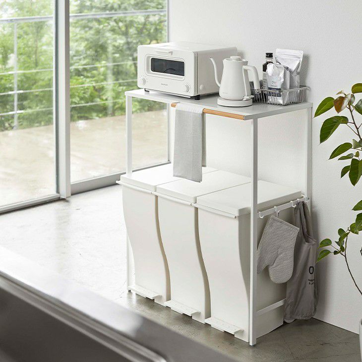 towerタワー伸縮ゴミ箱上ラック(ホワイト)（メイン）