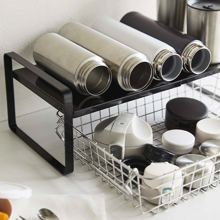 towerタワー伸縮収納ラック2段(ブラック)（イメージ01）