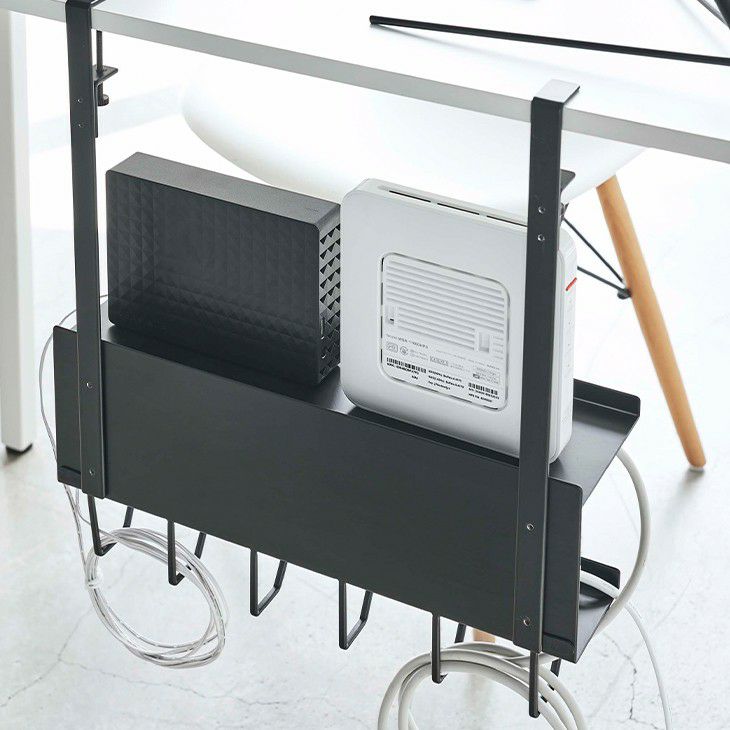 デスク下ケーブル＆ルーター収納ラックスマート(ブラック)（イメージ01）