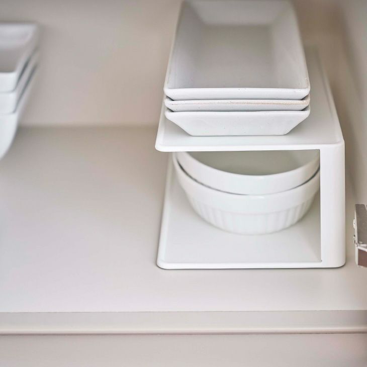 towerタワー長皿収納ラック2段ホワイト(イメージ)