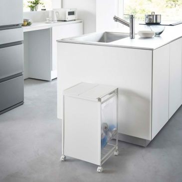 tower タワー 蓋付き目隠し分別ダストワゴン タワー 2分別 (ホワイト