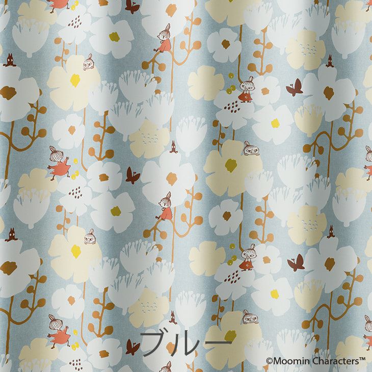 遮光カーテンMOOMIN/ムーミンタイニーフラワー(100×135cm)(ブルー)