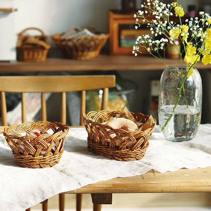 クレエバスケットユティルオーバルバスケット洗えるブラウン（カラー）