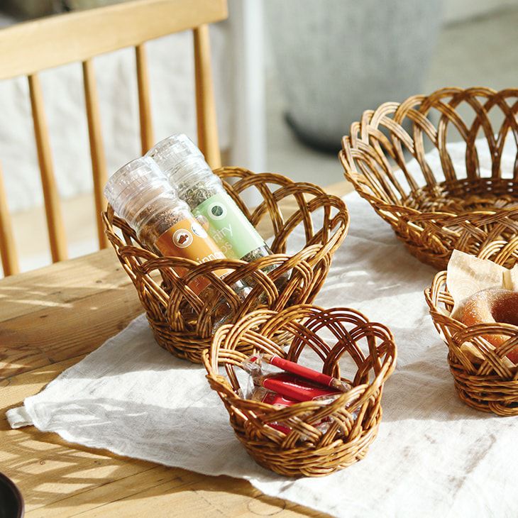 クレエバスケットユティルラウンドバスケットM洗えるブラウン（イメージ）