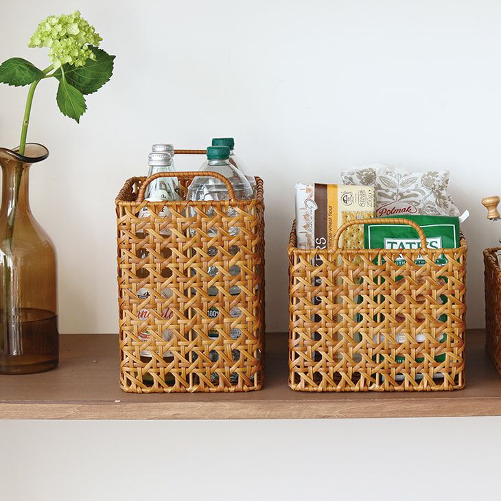 クレエユティルオクタレクトバスケットハイ洗えるかご収納ブラウン（イメージ）