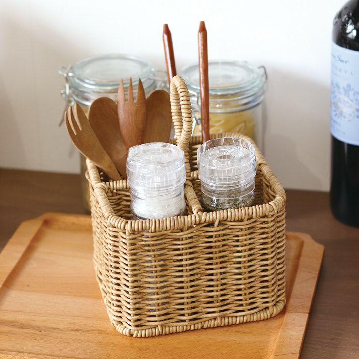 クレエユティルナイールカトラリースタンドかご収納ブラウン（イメージ）