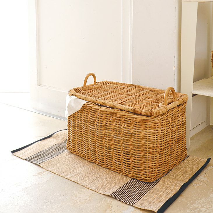 クレエバスケットアラログストックバスケットラタンブラウン（イメージ）