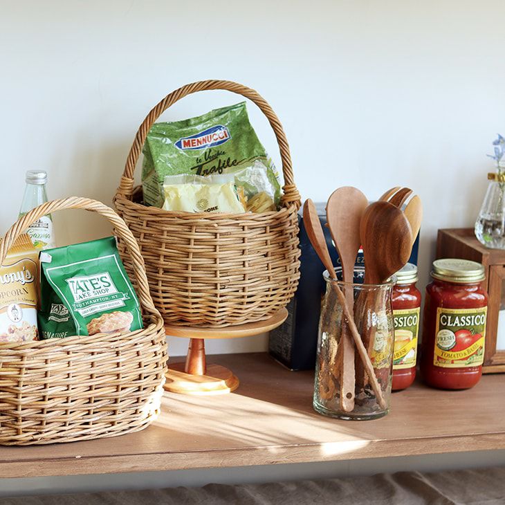 クレエバスケットアラロググリーンバスケットラウンドラタンブラウン（イメージ）