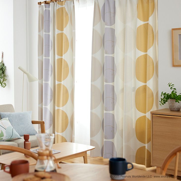 遮光カーテンPEANUTS/ピーナッツハーフトーンドット（オレンジ）